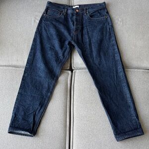 Men’s 14.5oz Raw Selvedge Relaxed Tapered - Indigo Denim 30” inseam “Unbranded”